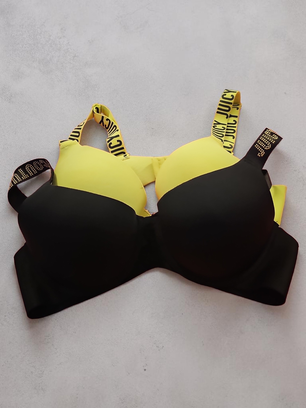 Juicy Couture Black & Yellow Colorblock Push-Up Bra